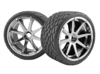 HPI PHALTLINE TYRE ON BLAST WHEEL CHROME WITH 17MM HEX 4729